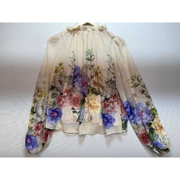 NWT Rachel Zoe Floral Sheer Long Sleeve Blouse w/ Inner Womens S Multicolor - Picture 13 of 15